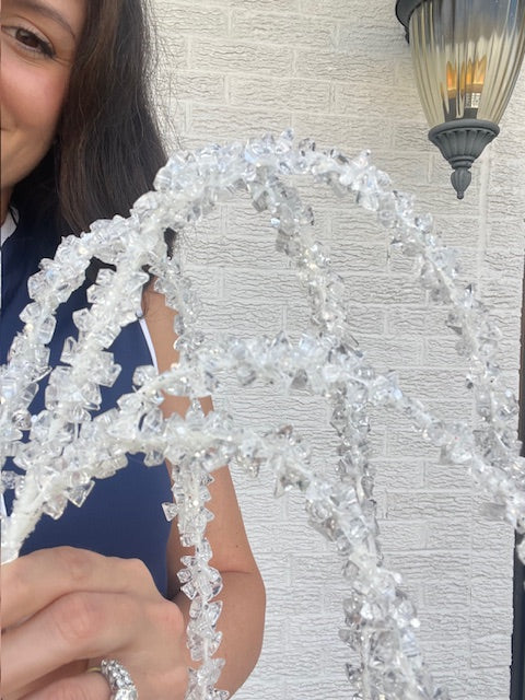 36 Inch Hanging Iced Branch - White/Crystal