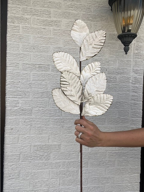 27 Inch Baroque Velvet w/ Glitter Leaf Stem