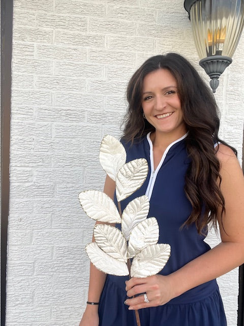 27 Inch Baroque Velvet w/ Glitter Leaf Stem