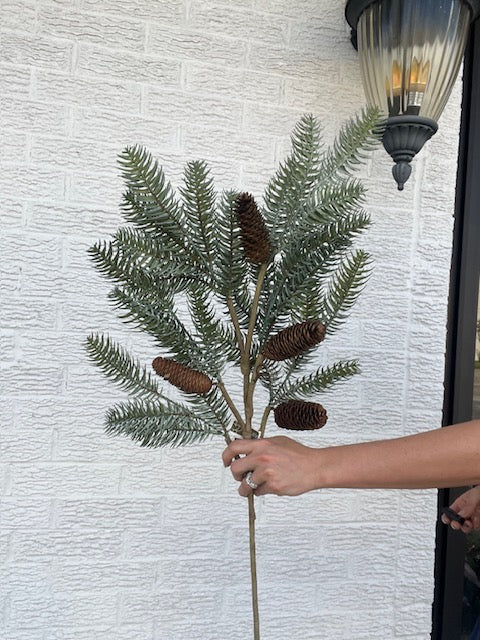 38.5 Inch Spruce Spray w/ Pine Cone