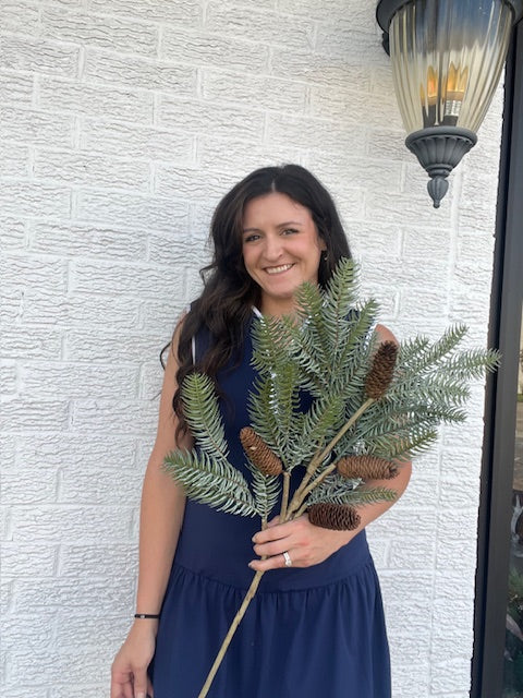 38.5 Inch Spruce Spray w/ Pine Cone