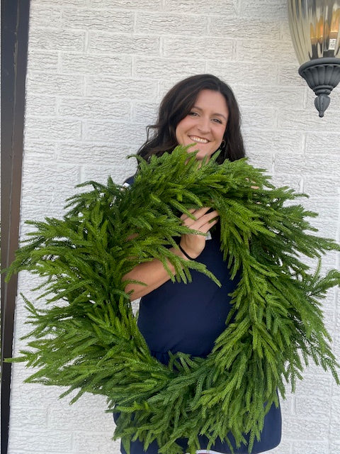 30 Inch Just Cut Natural Norfolk Pine Wreath