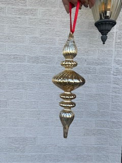 6 Inch Mercury Glass Gold Finial Ornament