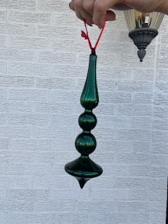 6 Inch Mercury Glass Emerald Finial Ornament