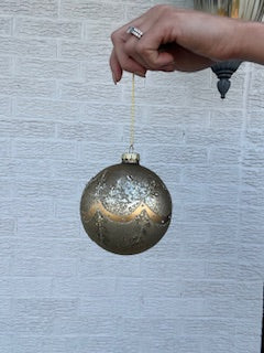 4 Inch Mercury Glass Banner Vines Ball Ornament