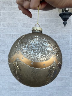 4 Inch Mercury Glass Banner Vines Ball Ornament