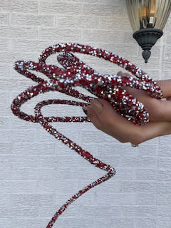 10 Foot Wired Micro Beaded Roping - Red/Silver