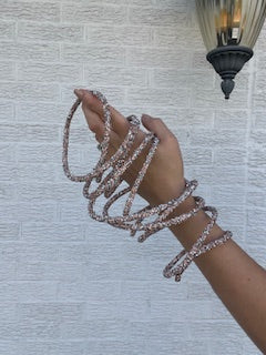 10 Foot Wired Micro Beaded Roping - Pink/Silver