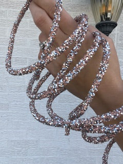 10 Foot Wired Micro Beaded Roping - Pink/Silver