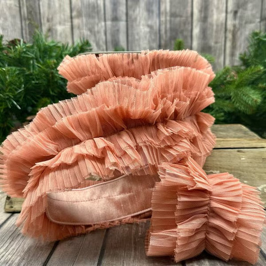 4 Inch X 5 Yard Pink Tulle Ruffle