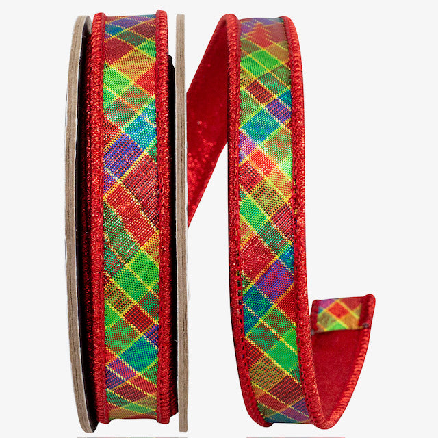 .75 Inch X 5 Yards Rainbow Plaid