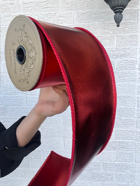 4 Inch X 10 Yards Metallic Red