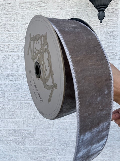 2.5 Inch X 10 Yard Velvet Silver Ribbon
