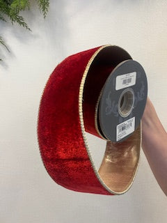 2.5 Inch X 5 Yards  Red Velvet Plush