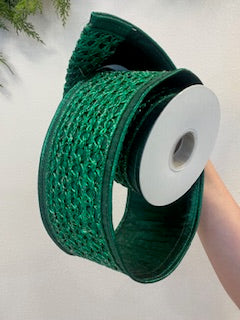 4 Inch X 5 Yard Mesh Metallic Dupion Stripe Ribbon